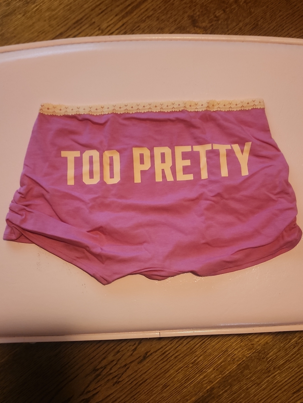 NWT Dorm Boyshorts With Side Ruffles. Too Pretty Graphic. Size: M
